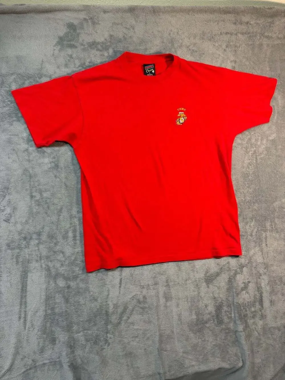 Y2K Vintage Soffe Choice USMC Embroidered Logo Red T-Shirt Size Large